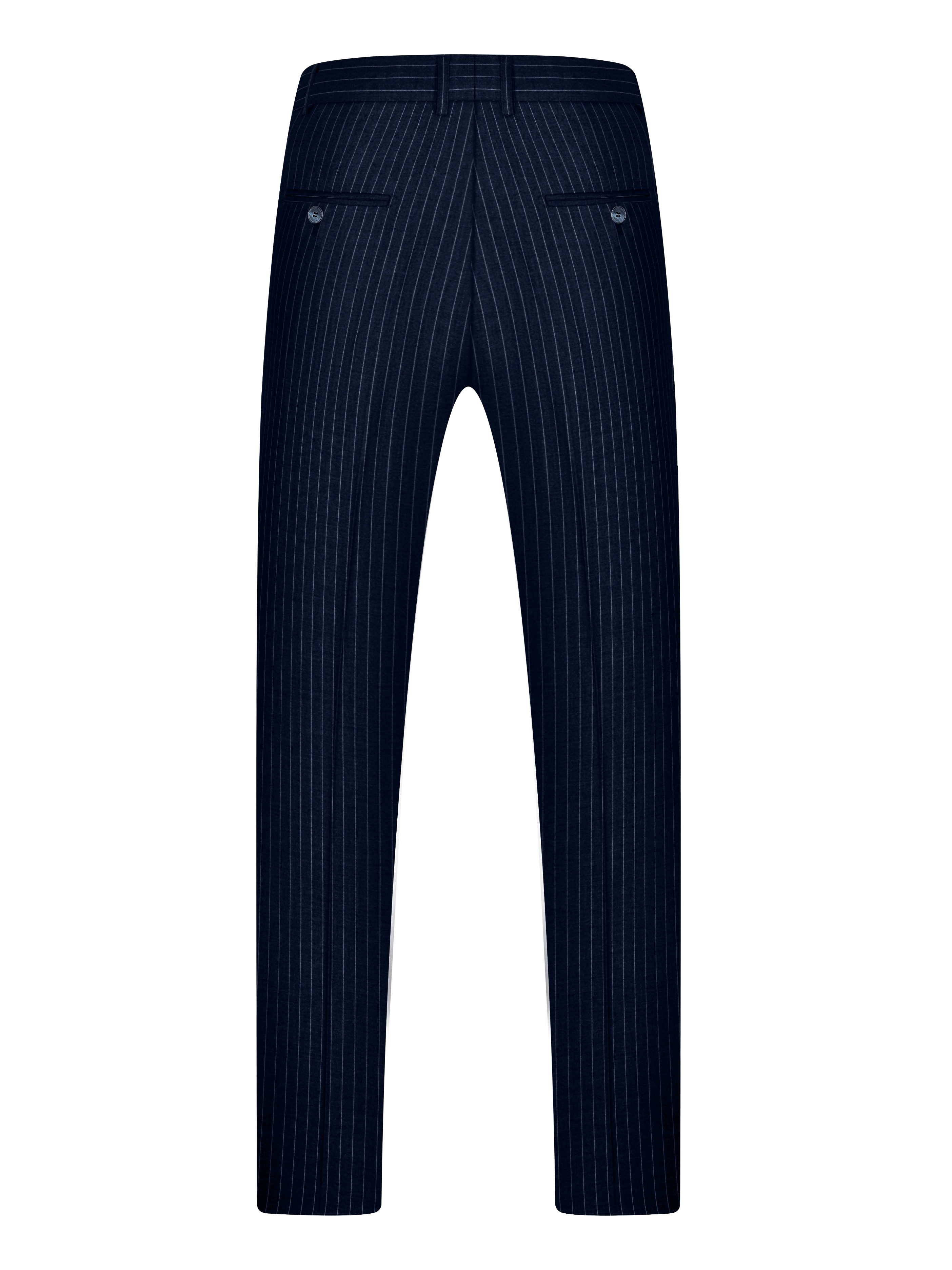 Navy Blue Slim Fit Mens Pinstripe Suit For Business, Prom, Wedding