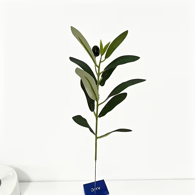 TEMU 12pcs Set Of Artificial Olive Branches With , 14.17inch Spring Artificial Flowers For Vases, Faux Olive Branches, Artificial Plants, Green Plant