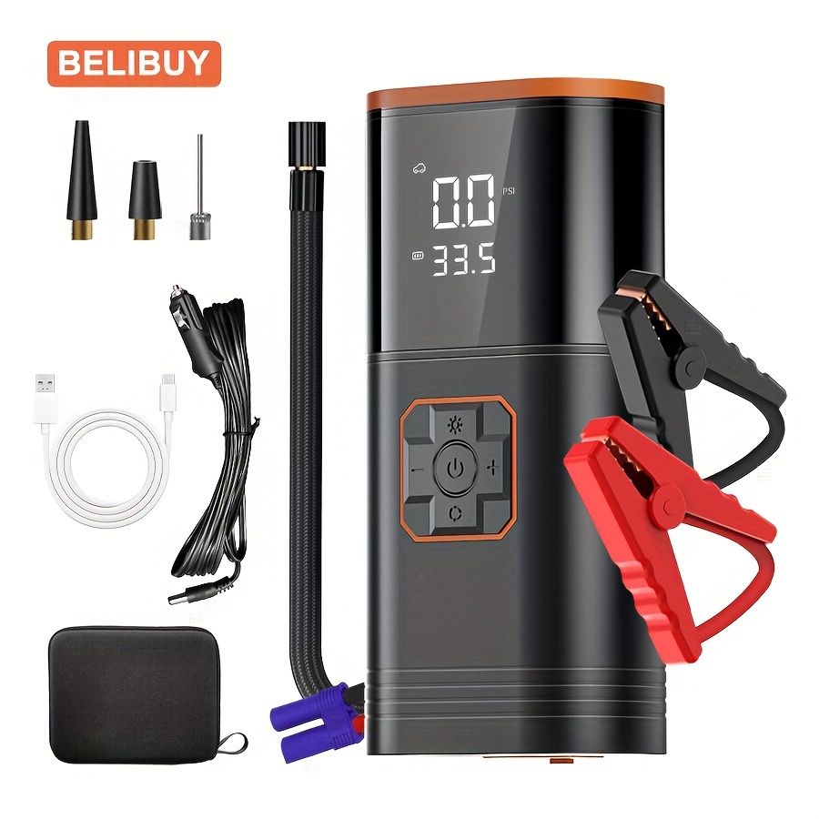 TEMU Belibuy Car Emergency Power Supply, Car Supply, Inflatable Start Integrated, Usb Rechargeable, Portable Inflator Pump, Portable Large Capacity, Emergency Power Supply, Outdoor Travel, Home Backup