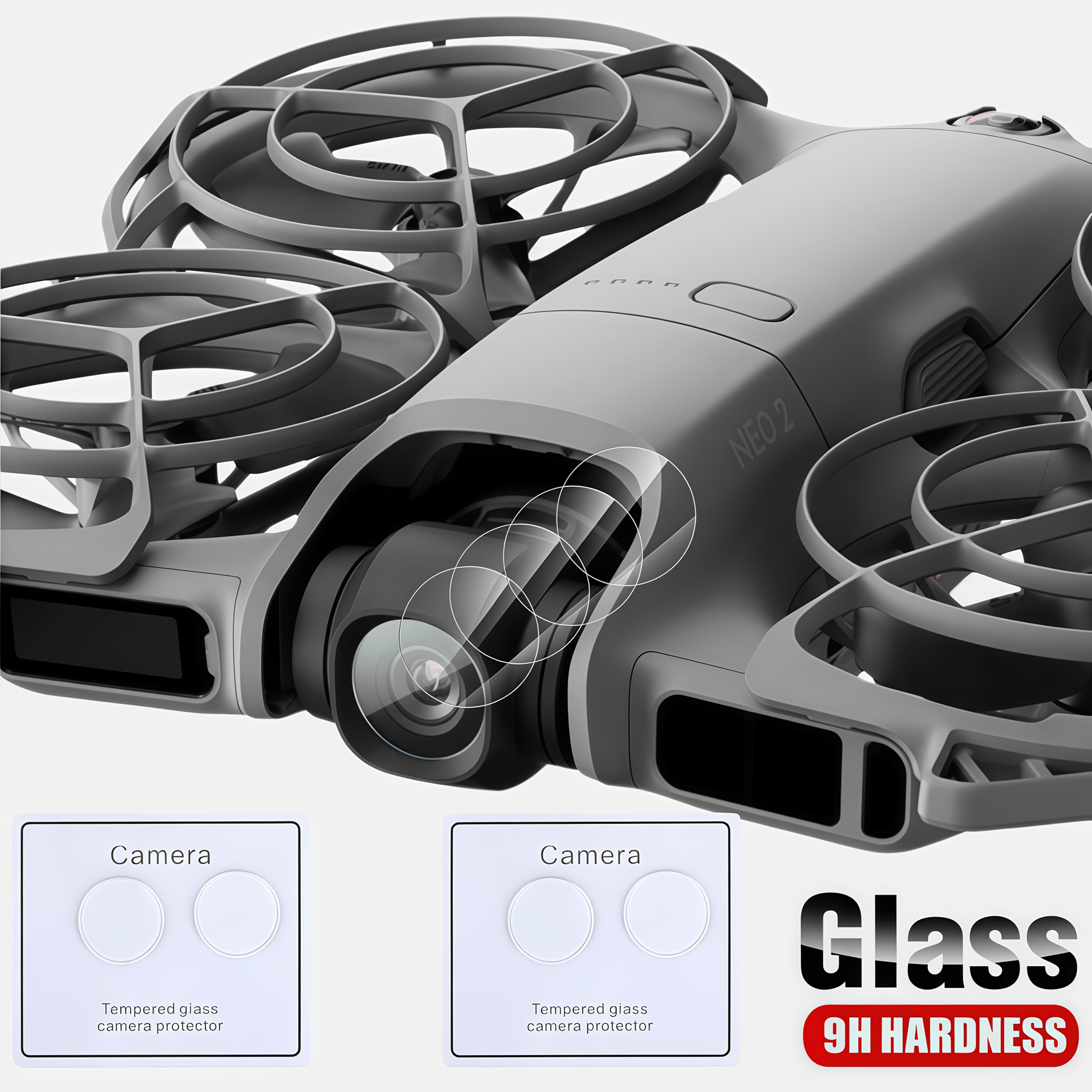 TEMU 2-sets(4pcs) Lens Protector For Dji , 9h Hardness Tempered Glass For Dji Drone,anti-scratch, ,hd