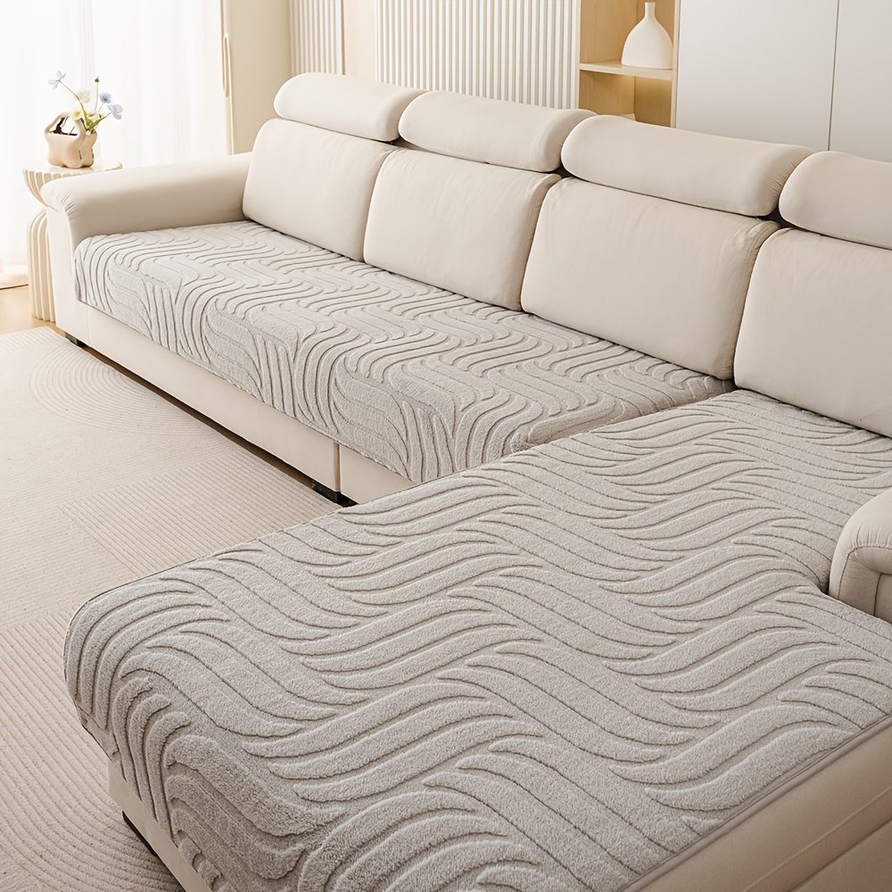 TEMU Parure de 2 coussins de canapé de L en jacquard, ensemble de housses de canapé de style européen en peluche courte et épaisse, parure de 2