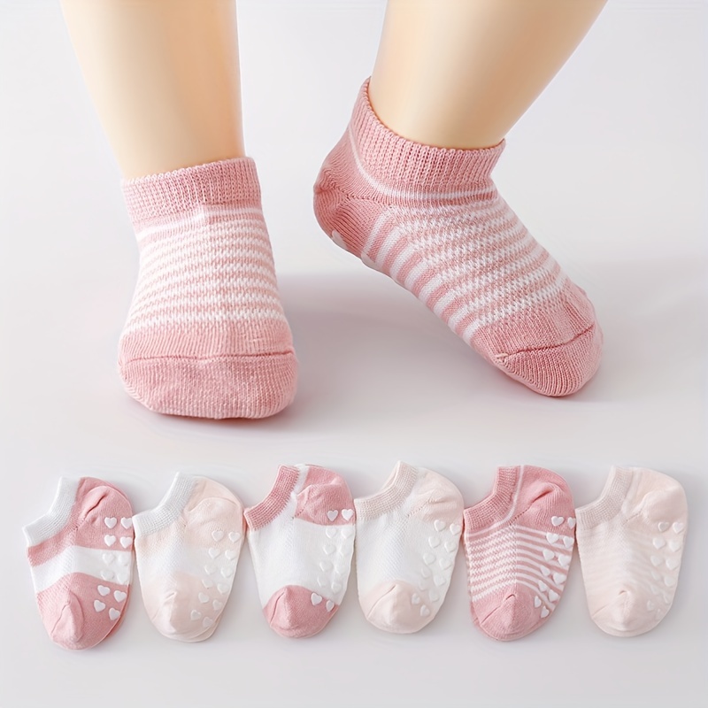 

6 Pairs Toddler's Cute Floor Socks, Anti-skid Cotton Blend Socks With Dot Glue, Boys Girls Kids Socks For All Seasons Wearing
