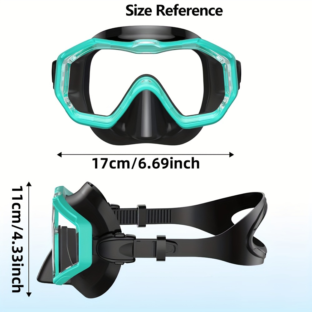 1pc Tri-Fin PC Lens Panoramic Wide Angle Adult Silicone Snorkeling Mask, Swimming Goggles, Leakproof, Easy Adjustment, Suitable for Snorkeling and Swimming Training