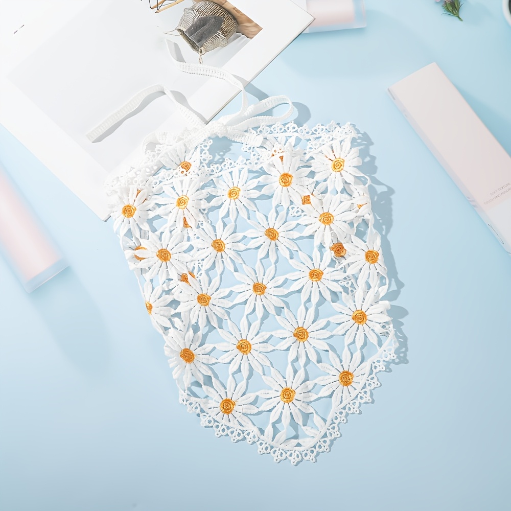 TEMU 1pc Triangle Scarf Headbands Women Hollow Flower Hair Band Turban Bandana Fashion Hair Additions