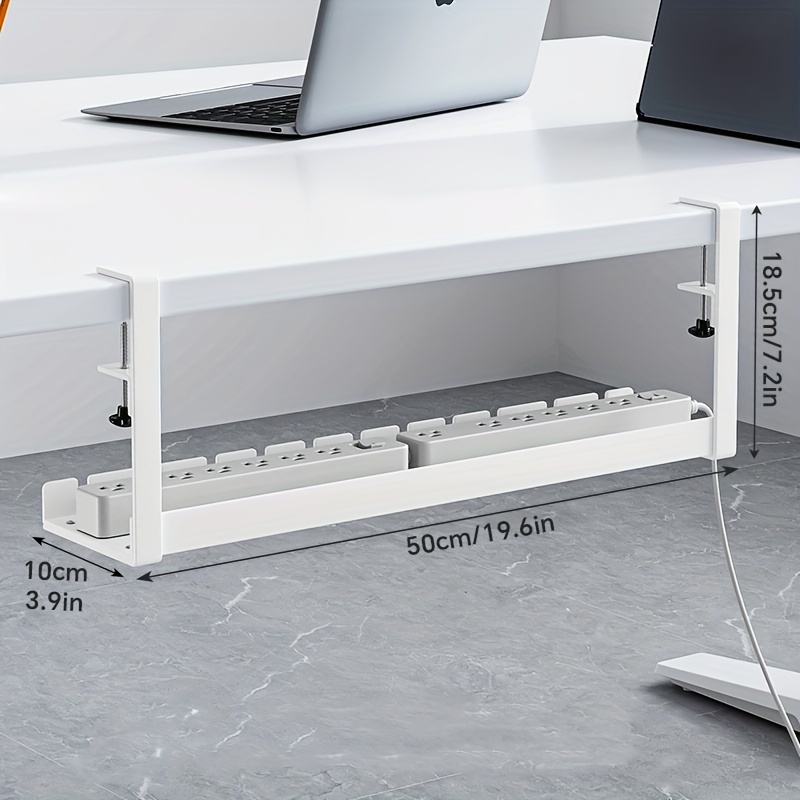 Kabelmanagement-Tablett Für Unter Den Schreibtisch, 62x11,5x7 Cm - Kabelführungsbox Ohne Bohren, Mit Seitlicher Öffnung