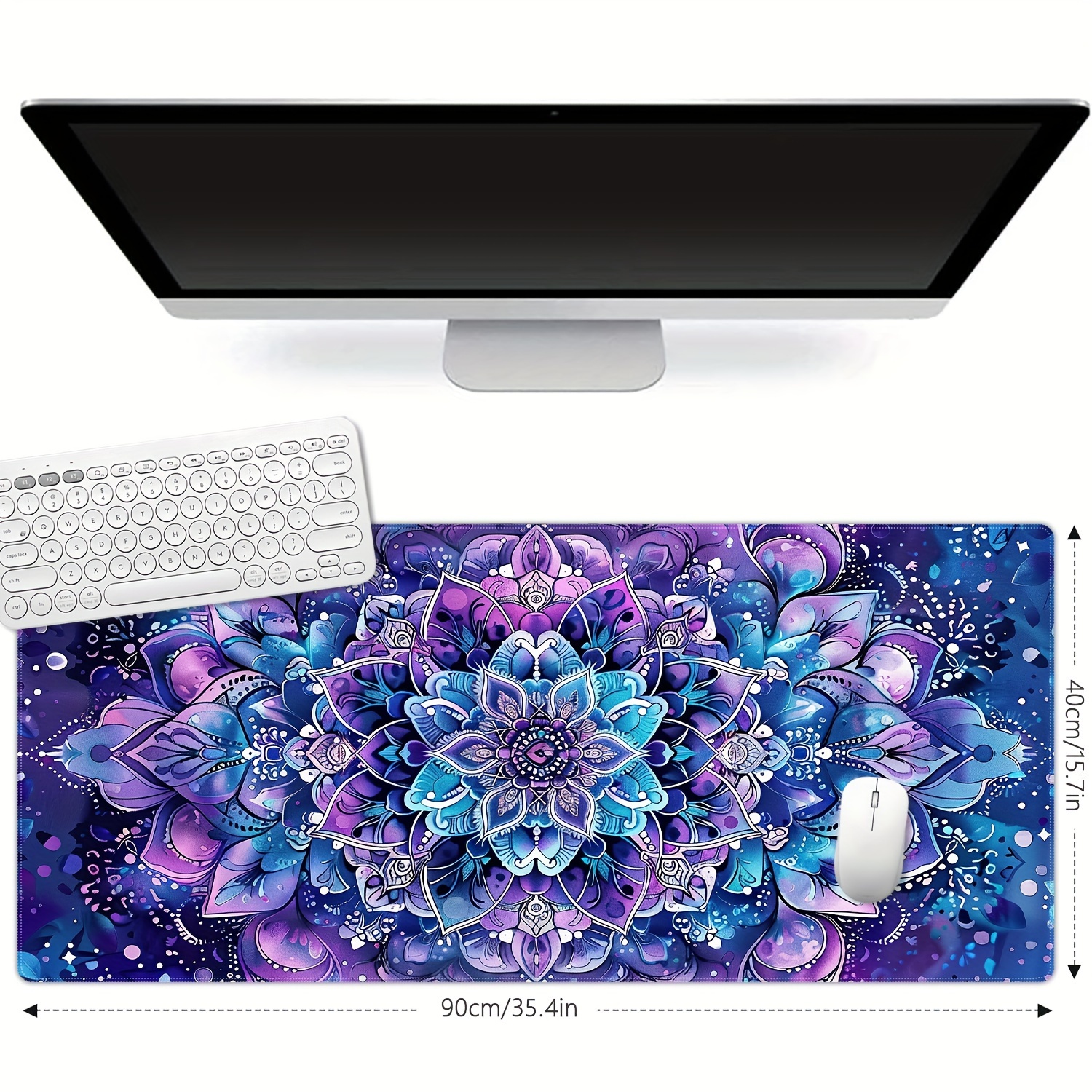 TEMU Floral Extended Gaming Mouse Pad - 1pc Rubber Desk Mat, Anti-slip, Water-resistant, Large Mousepad For E-sports, Office And Home Use