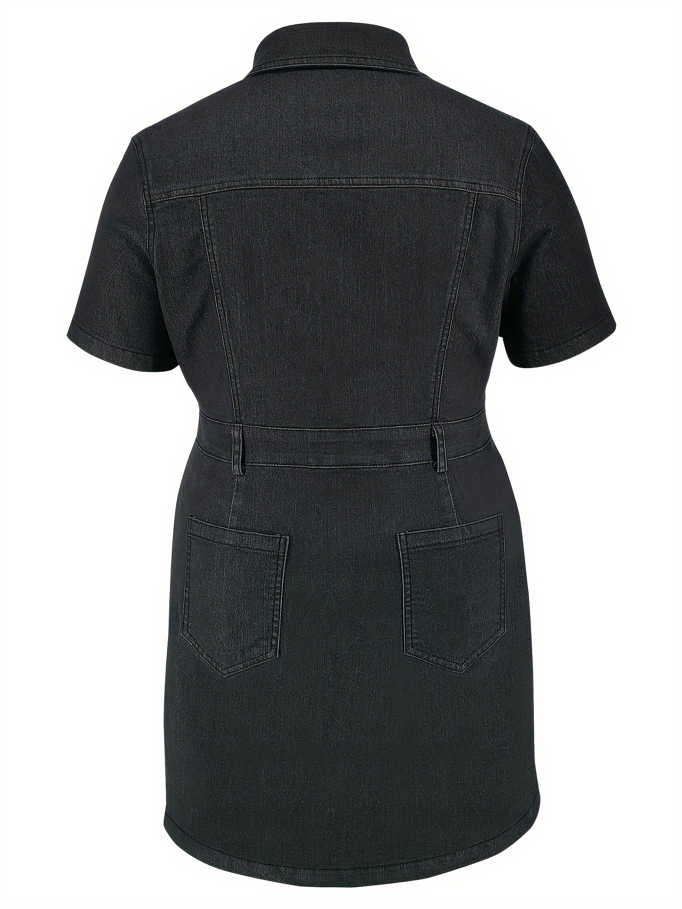 plus size white denim dress Front Short Sleeve Denim Dress Plus Size main image 0