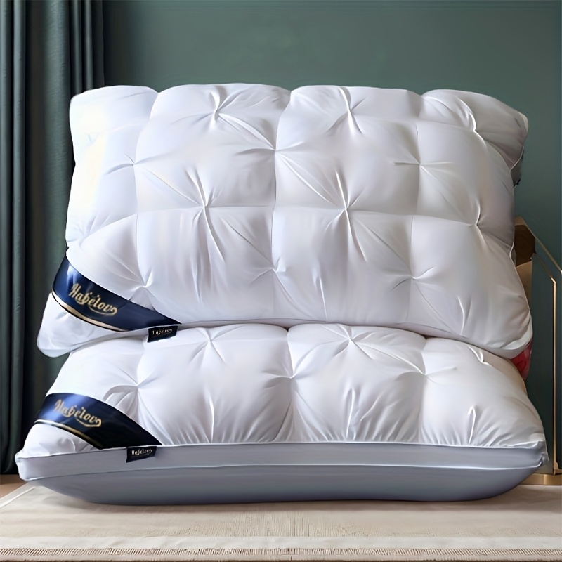 1/2pcs of Luxurious Five-Star Hotel Quality Pillows - Designed for Deep Sleep with Neck Support, Featuring High-Density, Non-Flattening Covers Suitable for All Seasons, Made with White Satin And Filled with 100% Polyester