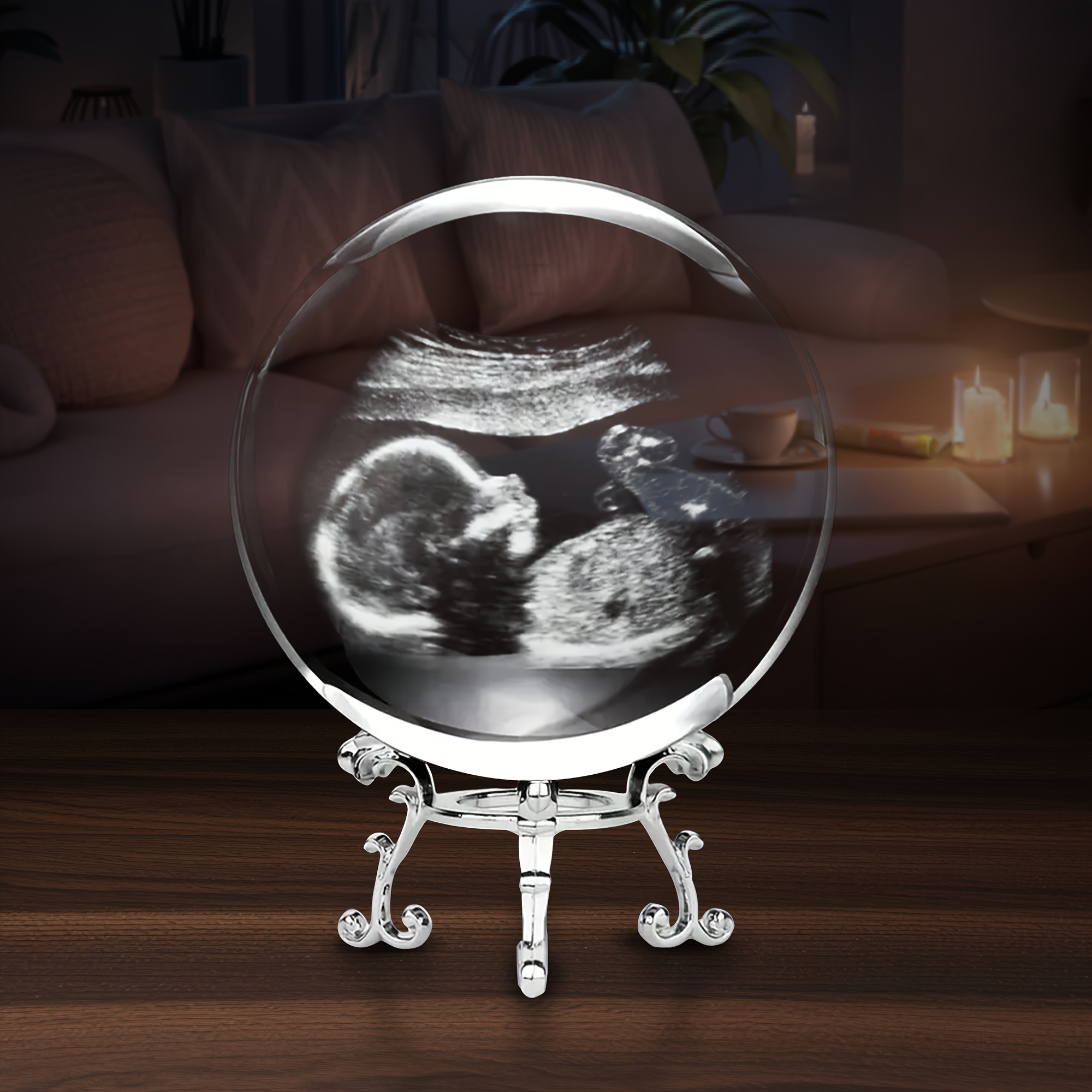 TEMU Statue Ornament Custom Ultrasonic Photo Crystal Ball Laser Engraved Glass Ornaments Ornaments Pregnant Woman Thanksgiving Perfect Gift