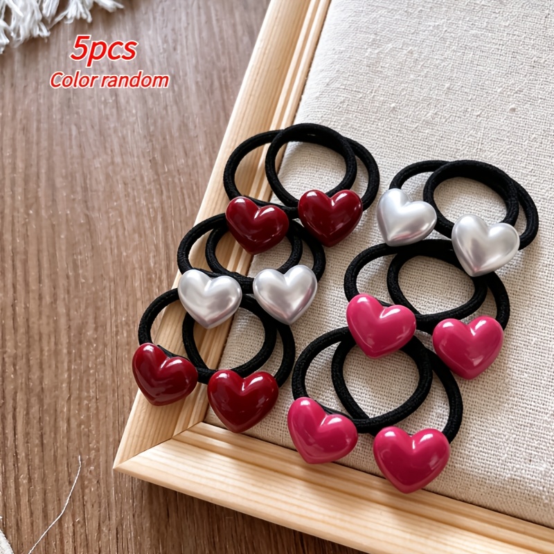 TEMU 5pcs Headband, Zip Ties, In Red And White Colors, Reusable Without Damaging Hair Quality, Ponytail Accessories (random Color), Holiday Gift