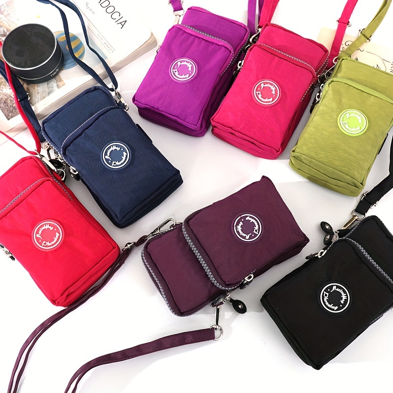 

1pc Portable Multifunctional Sling Bag, Three-layer Zipper Nylon Crossbody Bag, Versatile Running Arm Bag