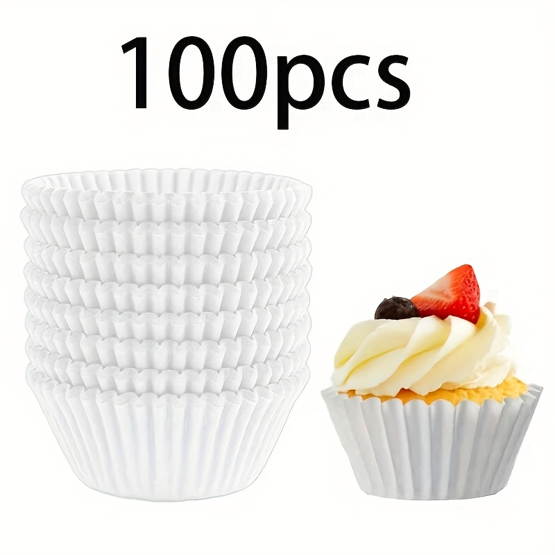 E-shop 100 Stück reinweiße Papier-Muffinförmchen, ölfeste Kuchenförmchen, geeignet für Pralinen, Mini-Desserts Cupcakes, ein Muss für Dessertliebhaber,