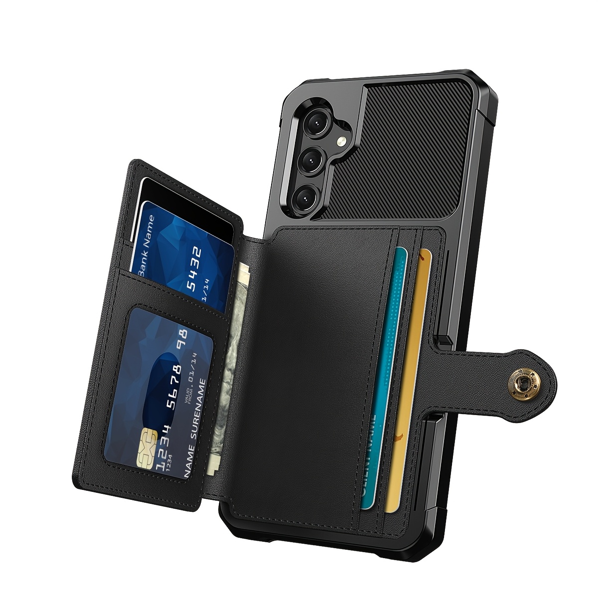ZM03 Card Holder Faux Leather Case for 5G 5G Mobile Phone, with Card Slot, Compatible with Magnetic Car Mount, Heavy Duty Shockproof Durable Soft TPU Back Faux Leather Flip Wallet Cover - Image 19