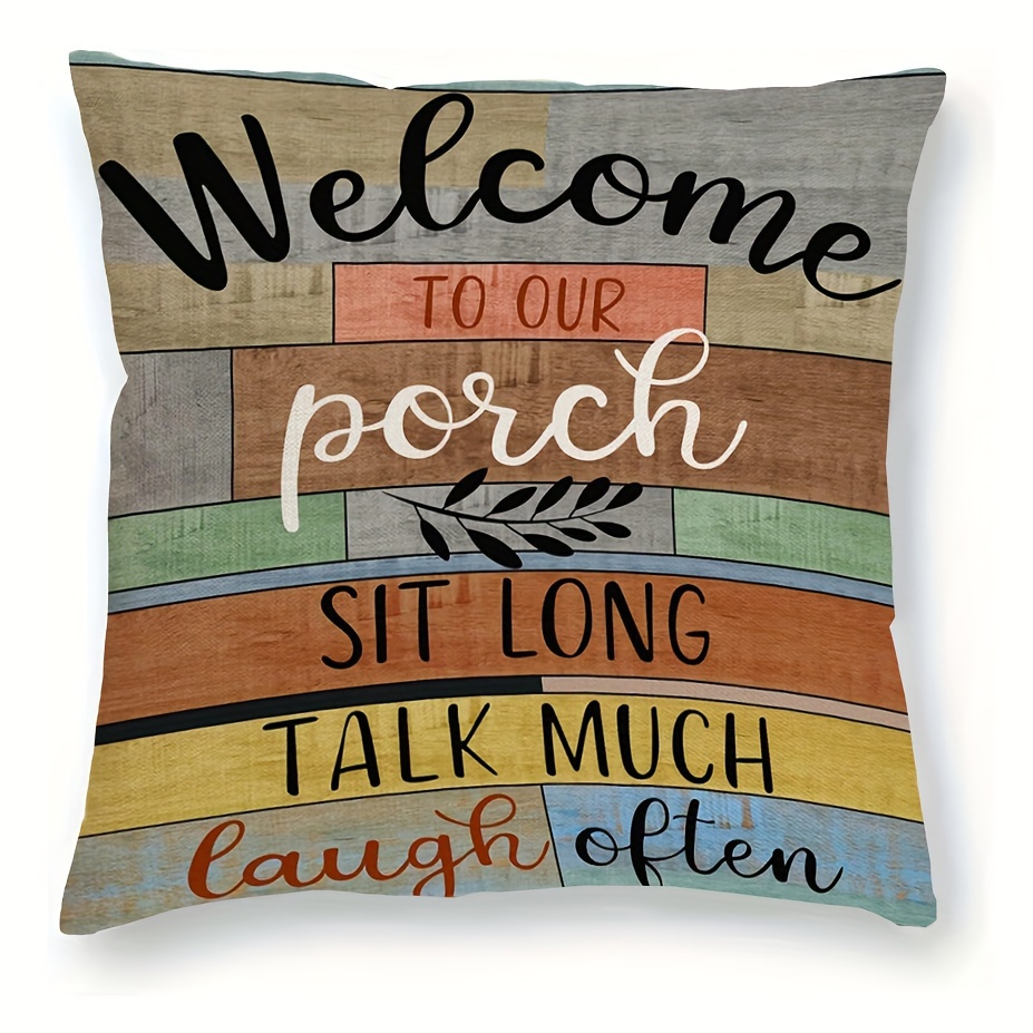 

Chic Farmhouse 18x18" Polyester Throw Pillow Cover - Soft Short Plush, Single-sided Design For Outdoor & Home Decor, Zip Closure, Hand Washable
