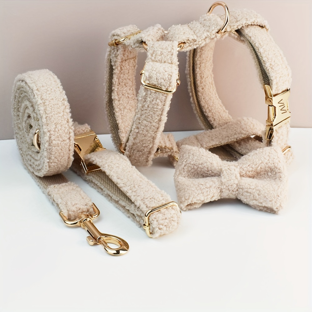 4pcs Personalized Adjustable Dog Collar and Leash Set