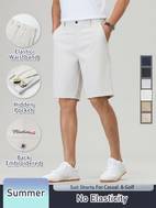 mens solid color golf shorts with elastic waistband hidden pocket embroidered design summer casual wear for outdoor activities