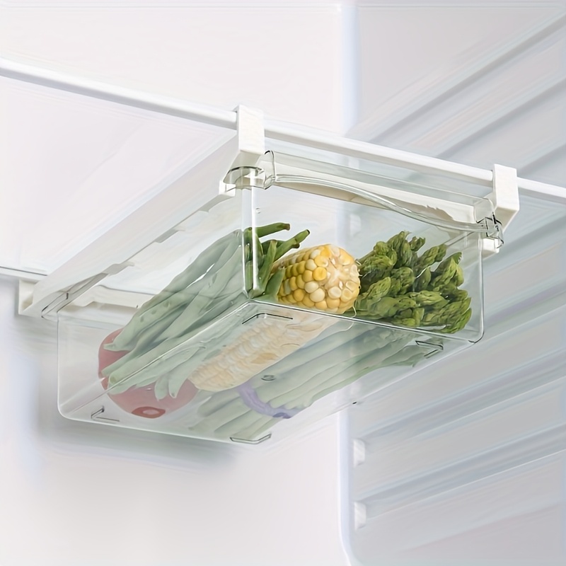 Refrigerator Hanging Drawer Storage Boxes - Food-grade Clear Pull-out Produce Keepers & Can Organizers - Space- Kitchen Storage Containers