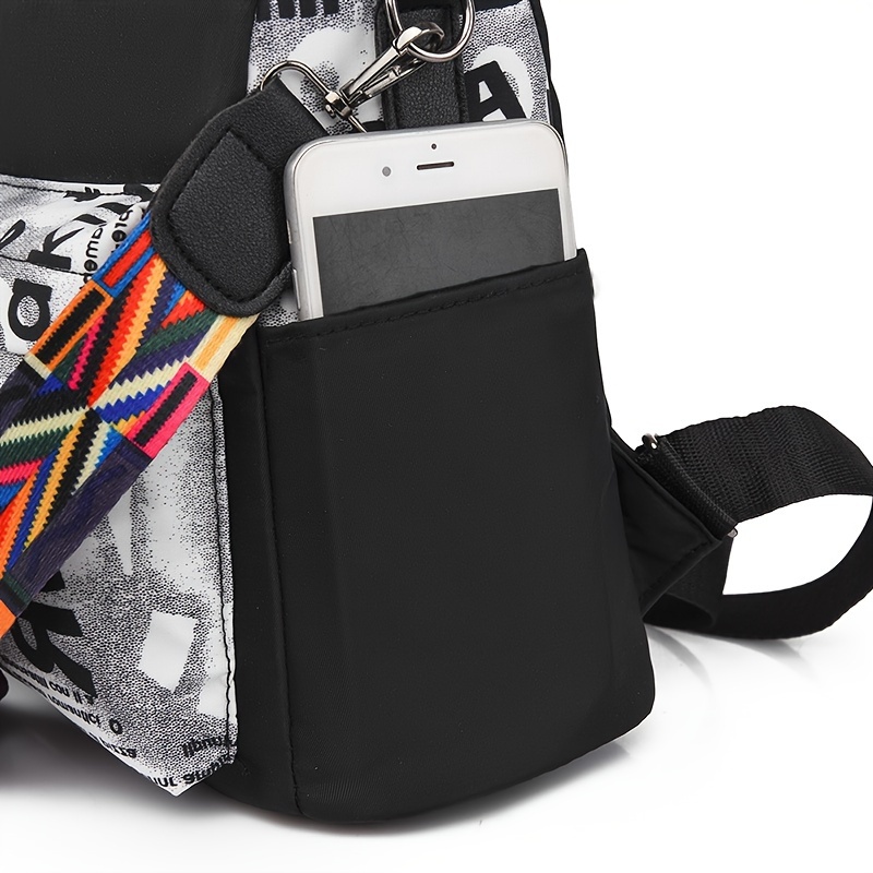 backpack purse for women trendy letter print large shoulder bag convertible travel   schoolbag details 8