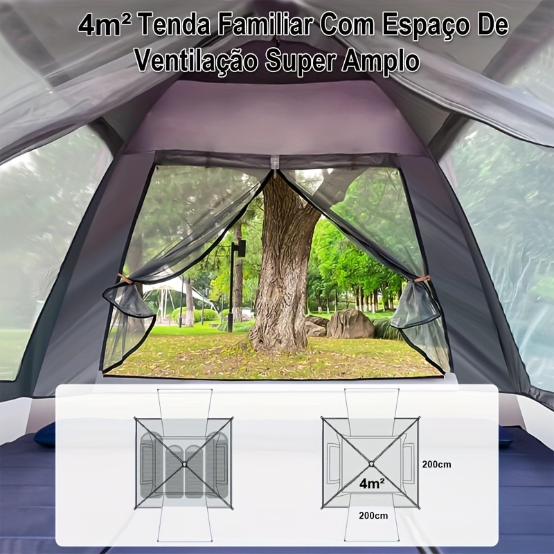 automatic -up camping tent - 2-in-1 portable tent with floor, interior for , road trips, beach - easy setup, beige camping shelter for 3- , door, durable fabric, Product details 4