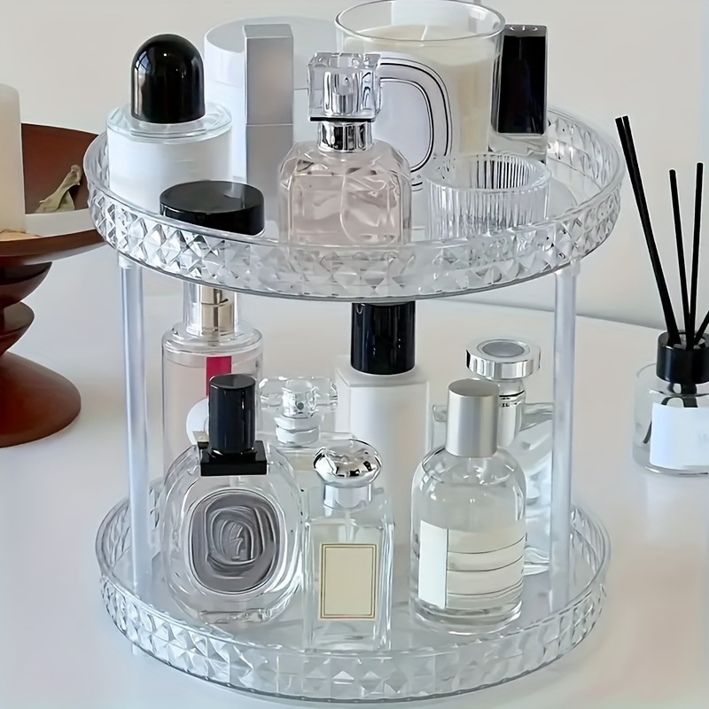 1pc rotating clear cosmetic organizer multi functional makeup storage tray for bathroom vanity home decor accessory details 1