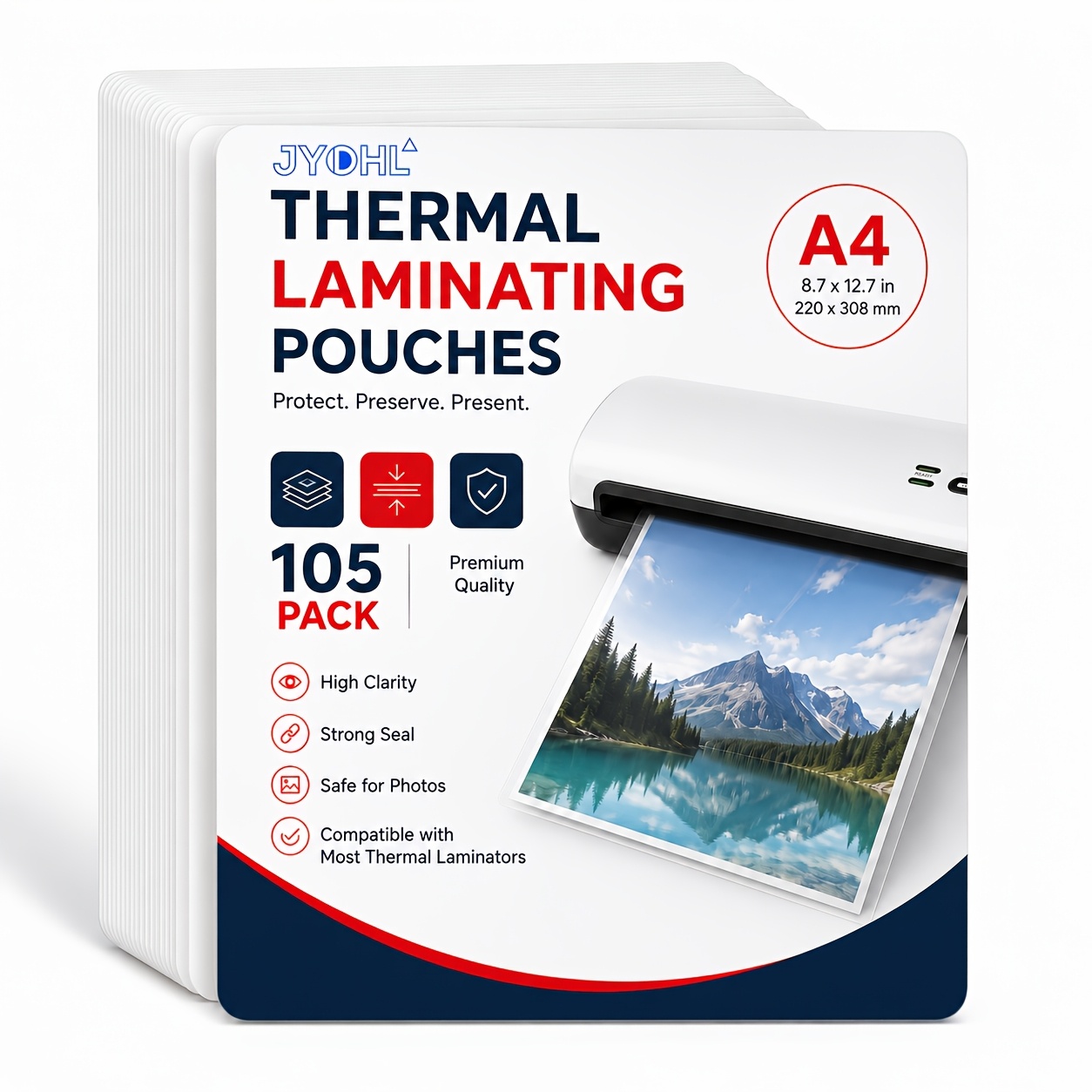 TEMU 105 Pack Thermal Laminating Sheets Suitable For Most - Roll (100+5 Bonus) A4 Clear Heat Seal Pouches With High Film For Photos, Documents,