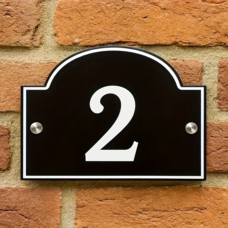 TEMU Custom Arch Wall House Numbers - Uv Printed Polished Acrylic Door Plaques With Personalized Name/number, Suitable For Outdoor Entrance Signs,