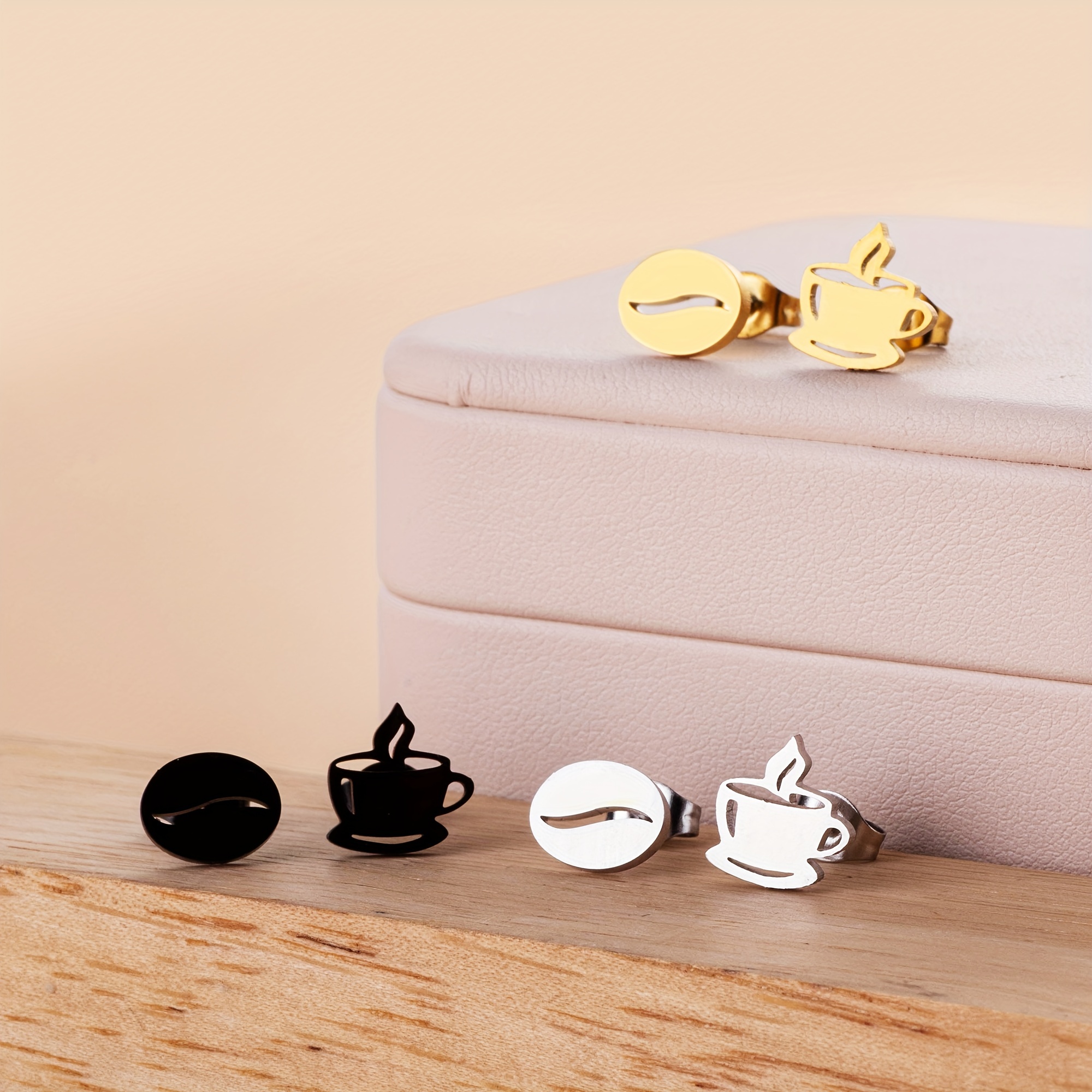 Stainless Steel Coffee Cup Women's Earrings