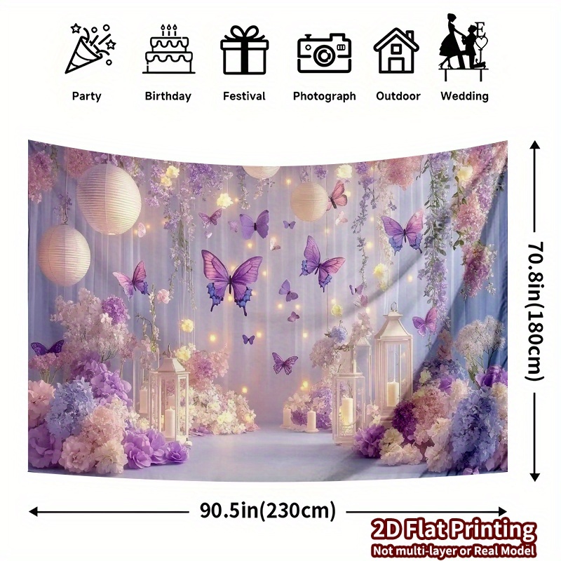 Image of 1pc 2d Flat Party Banner, Purple And Pink Party Decoration Banner Photo Booth Props, Indoor Outdoor Party Decorations, Birthday Banner Supplies, Cake Table Photo Booth Props, Banner Decor