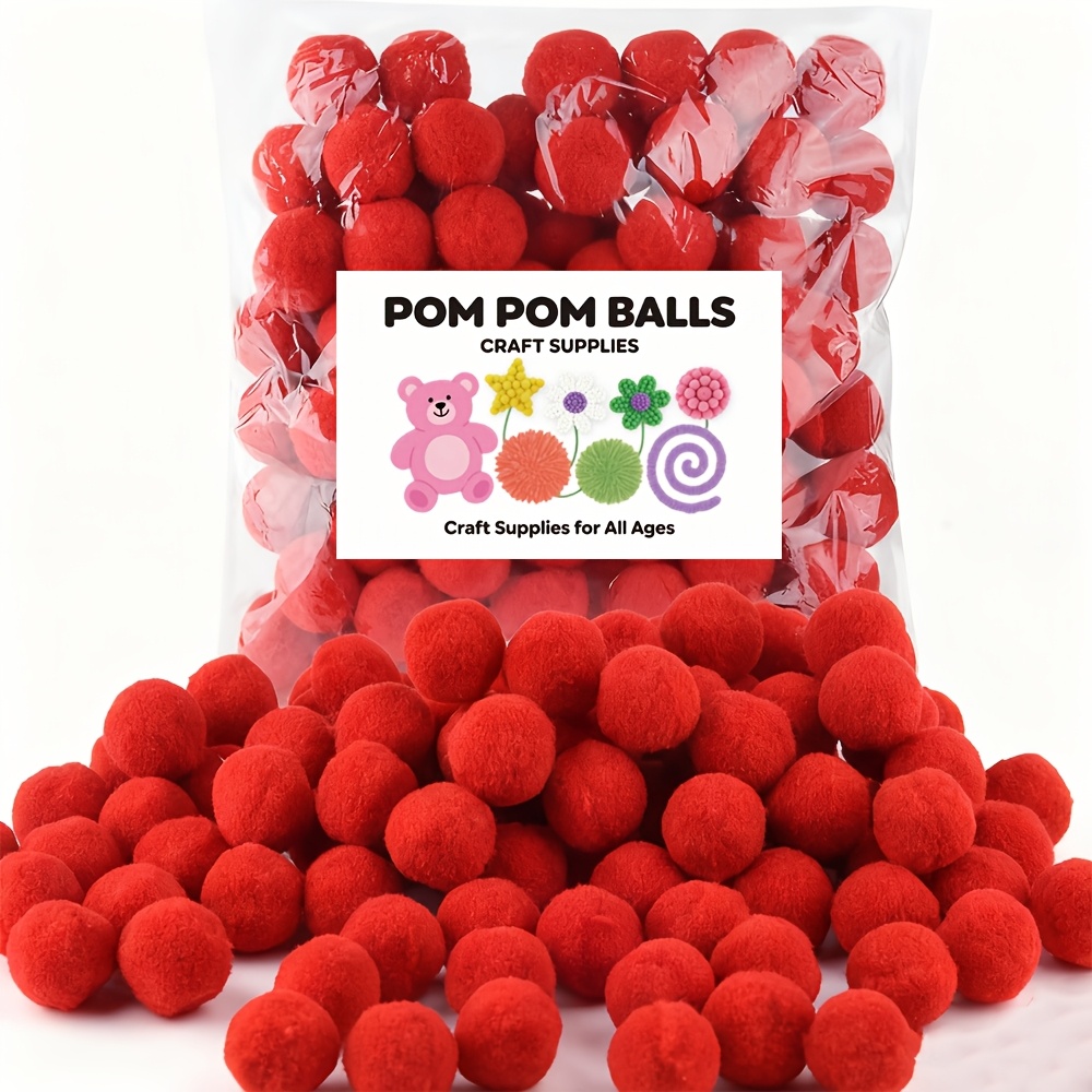 Image of 100pcs 2.5cm/1inch Pom Poms Craft Pompoms Balls For Art Crafts, Multicolored Large Pompoms For Crafts Art , Christmas Party Decorations