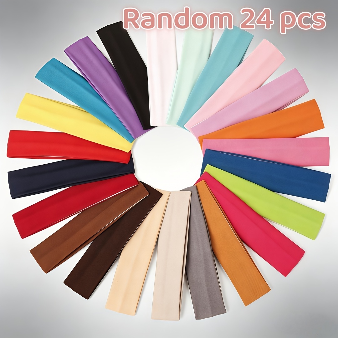 TEMU 24 Pieces Random Color Women's Casual Headbands, Fashion Hair Accessories And Scarves Suitable For Daily Life And Sports, School & College