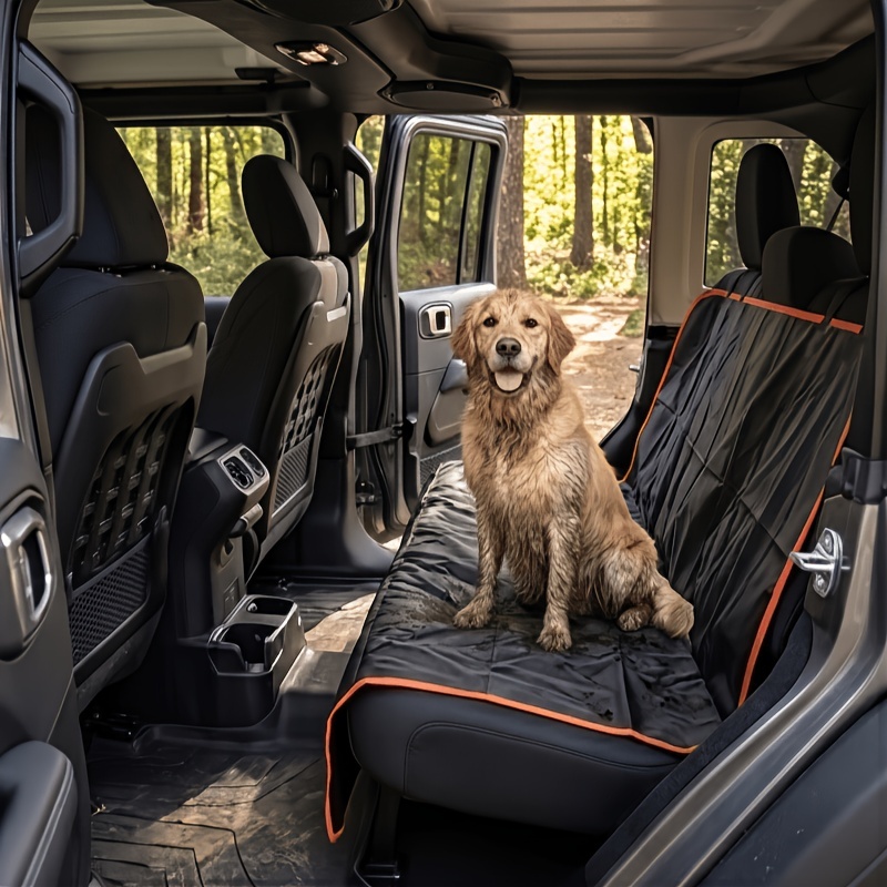 TEMU Dog Car Seat Cover, Lightweight Single-layer Pet Back Seat Protector With Stylish Orange Trim, Washable Travel Dog Mat, Suitable For Cars