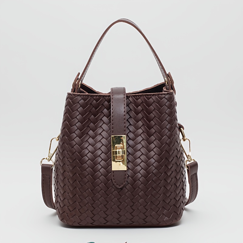 TEMU Women's Bucket Bag 2025 New Model, Large-capacity Hand-woven Bag, Korean Version Versatile Shoulder And Crossbody Bag For Women