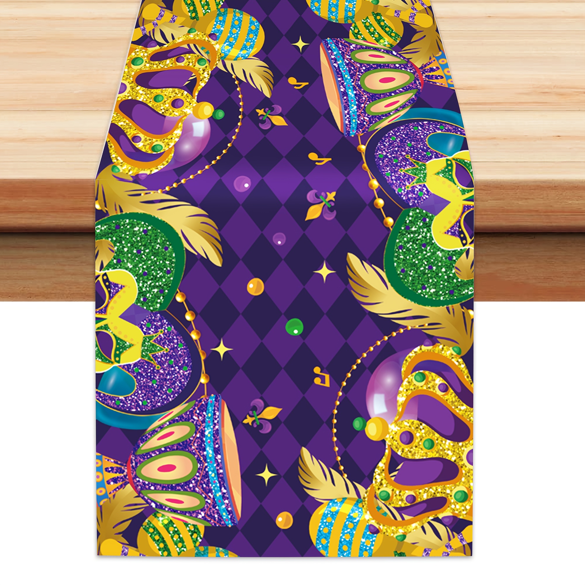 TEMU Mask Mardi Gras Carnival Table Flag Tablecloth Party Holiday Theme Room Table Party Decoration