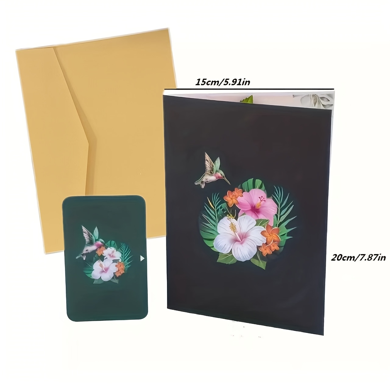 TEMU Elegant 3d Pop-up Card Set With Flowers And Hummingbirds - Ideal For Mother's Day, Birthdays, Weddings