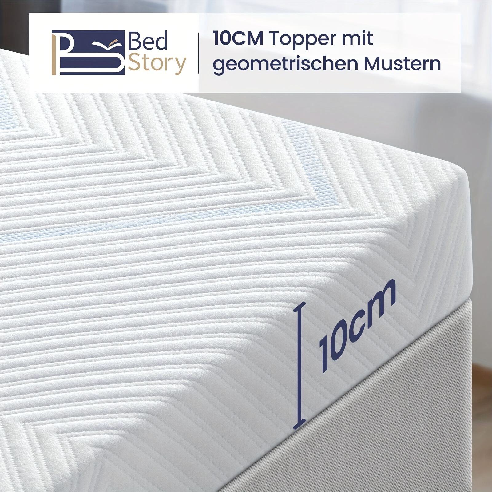 TEMU Bedstory Topper, 90x200 140x200 160x200 180x200cm, 10cm Height, Dual Firmness (h3 & H2), Gel Cold Mattress Topper With Removable And Washable