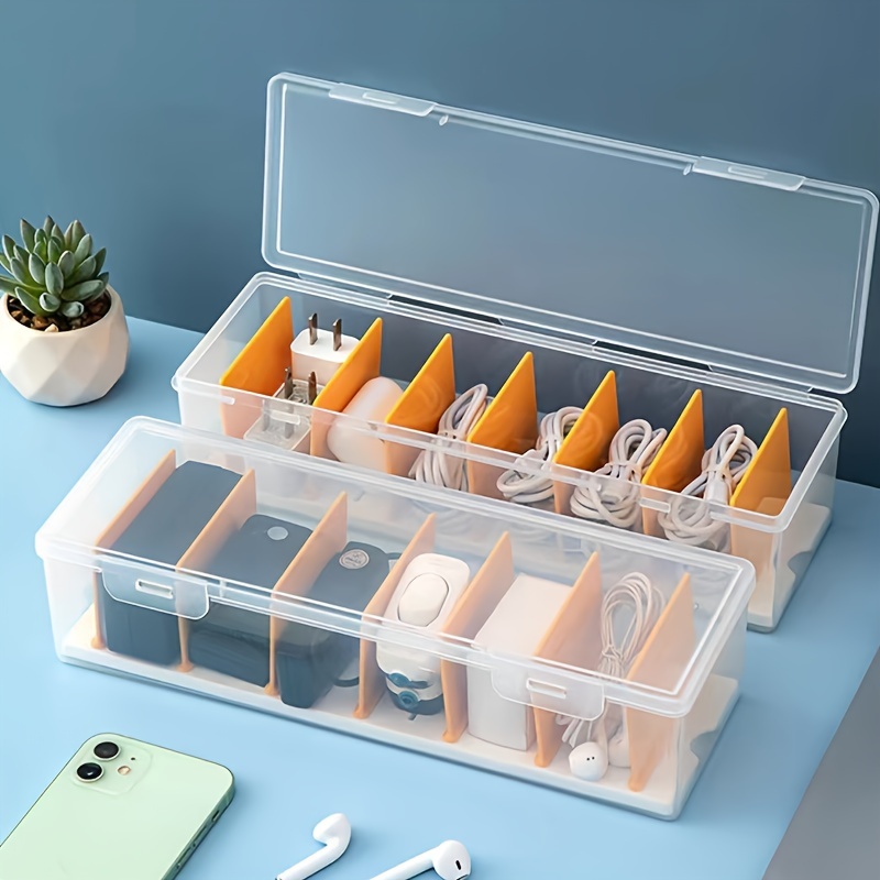 

Adjustable Transparent Desk Drawer Organizer For Cables, & Headphones - Home, Dorm, Office Storage, Desk & Drawer Organizer For Home Storage