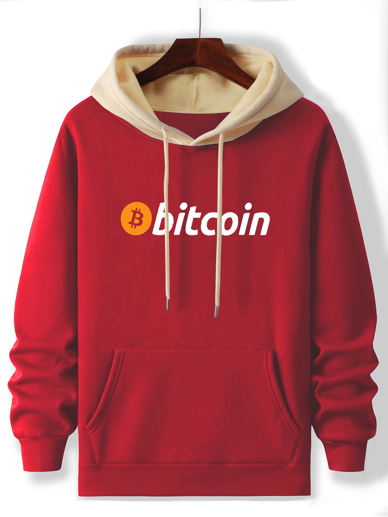 Men's Casual Bitcoin Graphic Hoodie - Purple