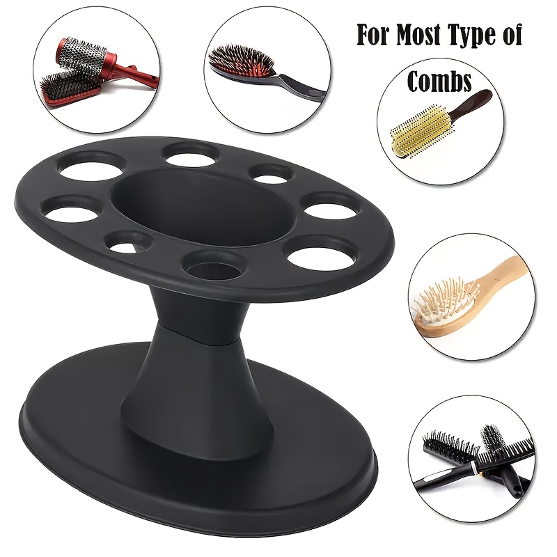 Image of Professional Salon-quality Round Hairbrush Storage Box - Durable Plastic Styling Tool Organizer With Multiple Compartments For Brushes, Combs, And Accessories, Ideal For Home And Salon Use