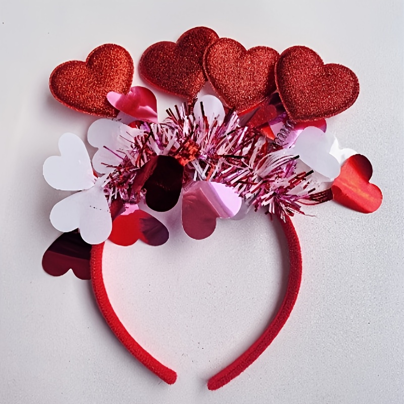 

Valentine's Day Sparkling Heart Headband - Red Polyester, Singles Parties & Weddings