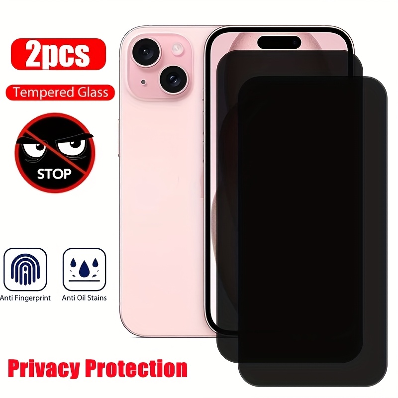TEMU 2pcs Privacy Protection Screen Protector For Iphone 13 17 18 Pro Max Glass Privacy Protection Tempered Glass For Iphone 11 12 13 14 15 Plus Duo
