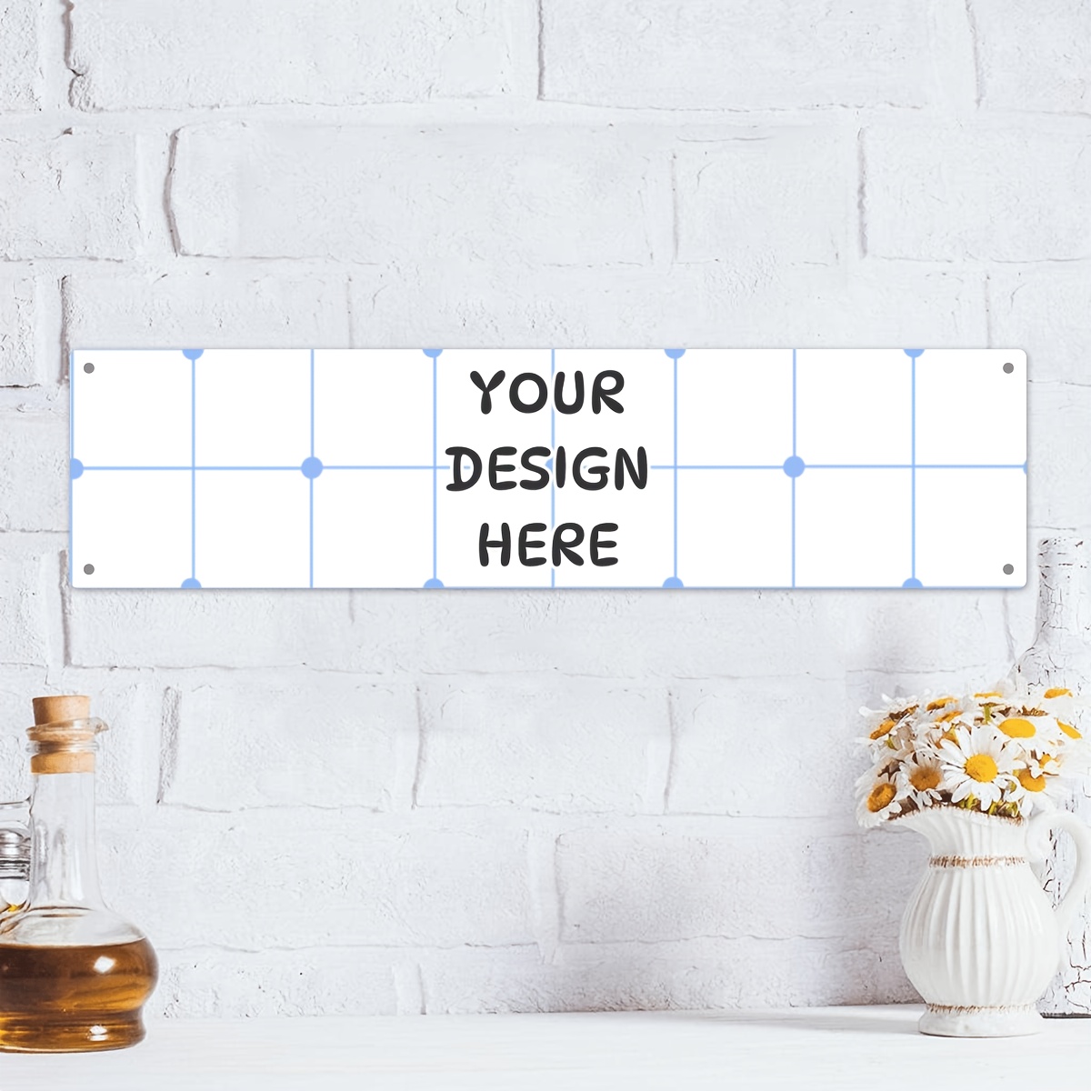 Image of 1 Pack Custom 10x40cm Aluminum Signs Metal Plagues, Personalized Decorative Logo Waterproof With Pre-drilled Holes At For , Diy-friendly For Your Patterns And Text, Ideal For Staircase, Courtyard