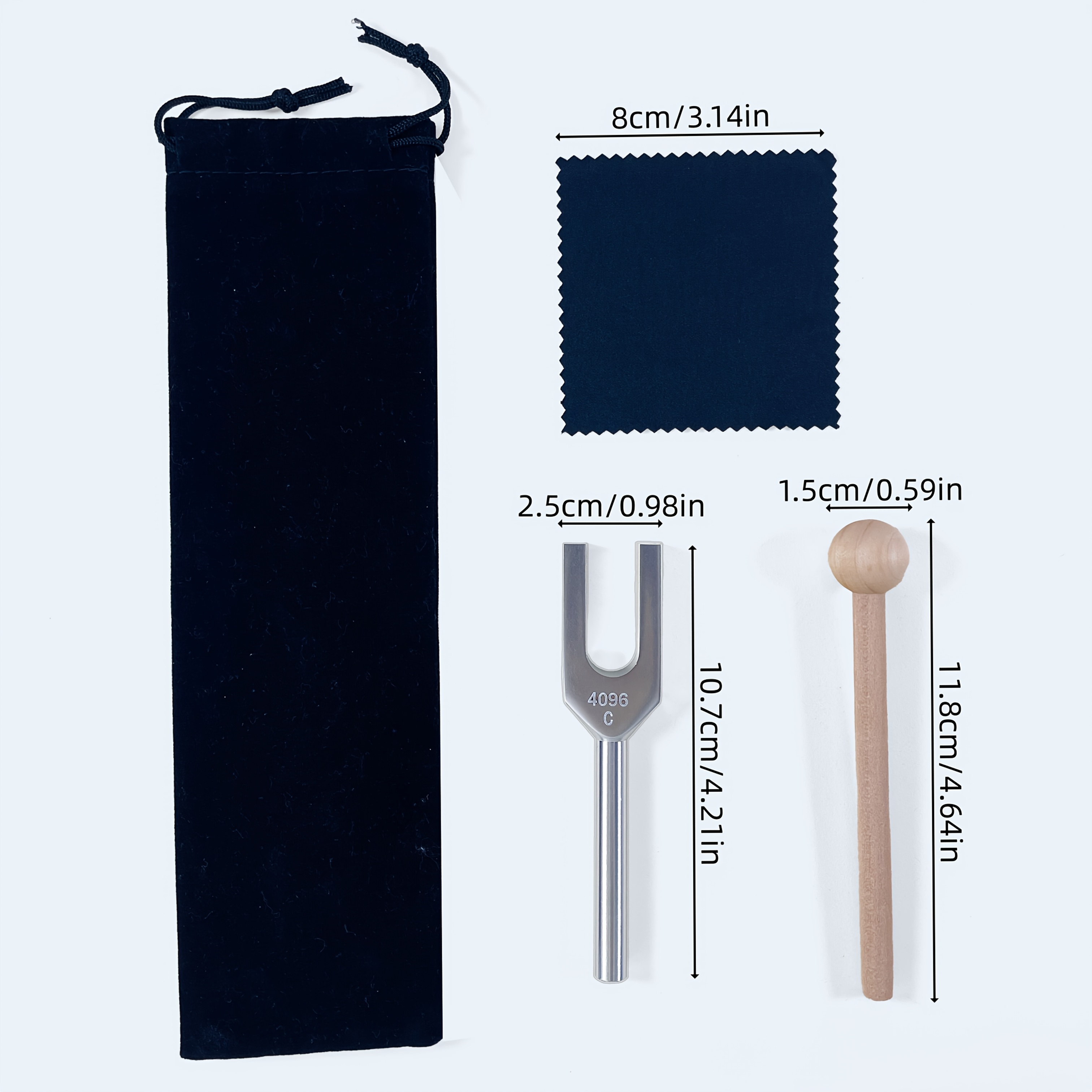 TEMU Diapason de cristal haute 4096C, utilisé pour la purification, la démagnétisation, la spirituelle et l'amélioration de l'attention, avec en bois