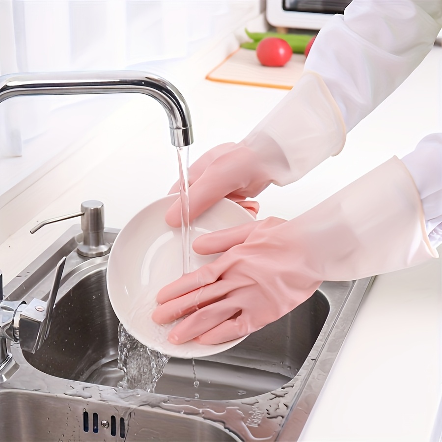 a pair of premium waterproof kitchen dishwashing gloves, designed for non-slip household tasks,   laundry gloves, cleaning supplies. details 5