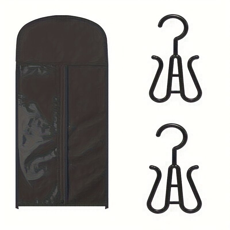 3pcs Wig Storage Bag Set, Suitable For Wig Storage And Organization. Includes 1 Bag Measuring Over 60cm And 2 Wig Hangers, An Essential Tool For Wig Storage