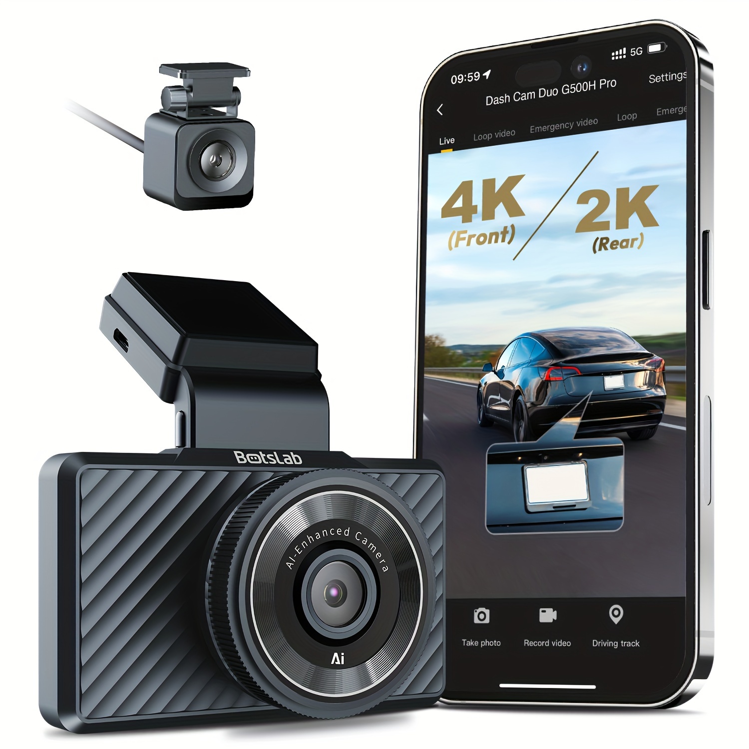 

Car Dash Cam Front And Rear, 5mp Car Camera, 150° Dual Camera, Color Night Vision, 24h Motion Detection Parking Mode, Loop Recording, (no Sd Card)