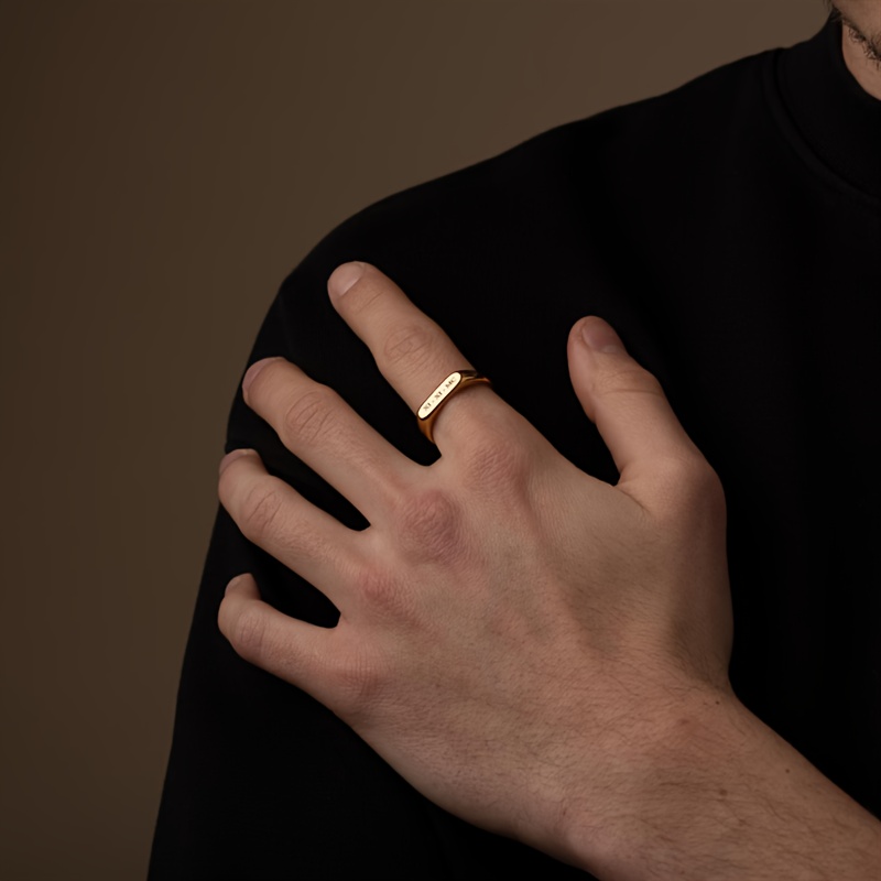 Custom Engraved Rectangle Ring, Personalized Name Bar Ring