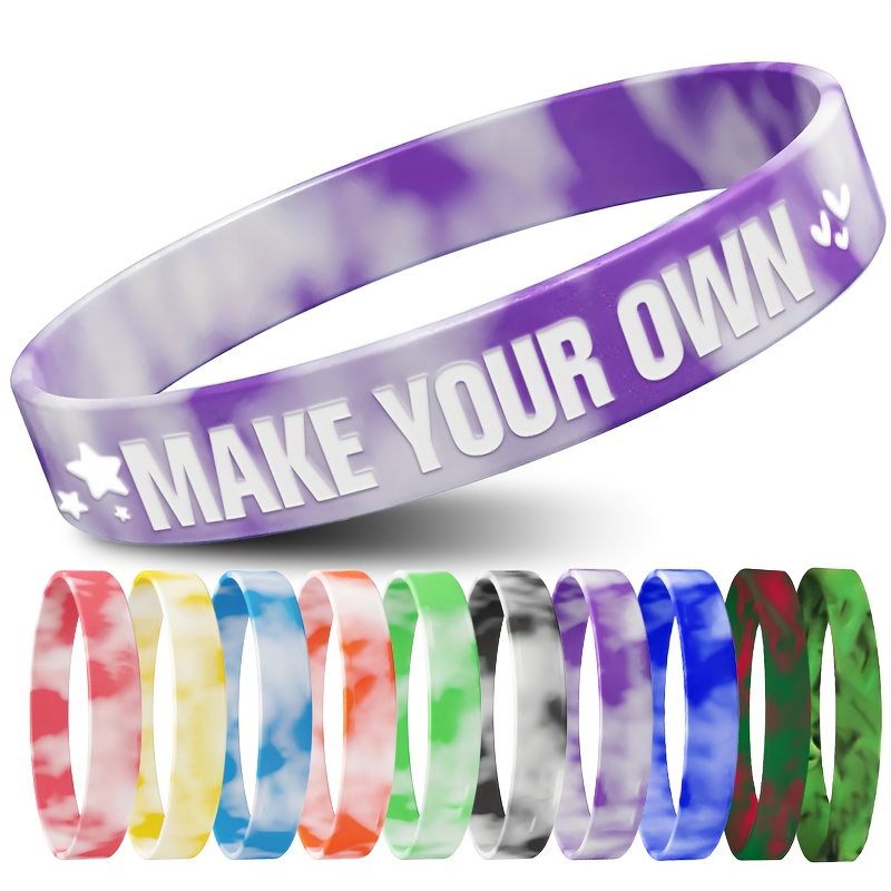 70pcs Silicone Bracelets with Heart Patterns, Customizable Designs