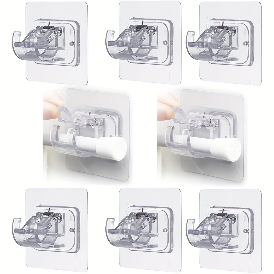 

8-piece No-drill Curtain Rod Holders - Self-adhesive, Transparent Wall Mount Brackets For Easy Installation