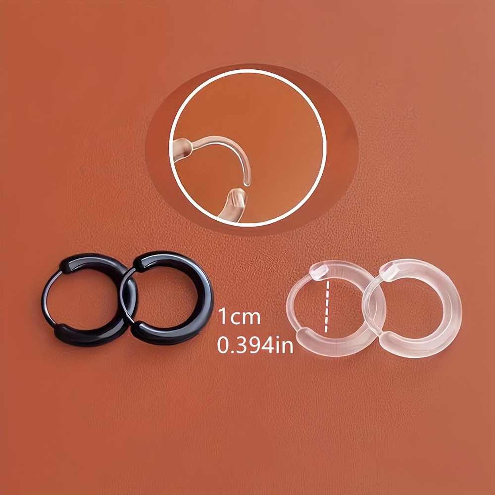 Minimalist Resin Hoop Earrings & Clear Invisible Ear Studs Set