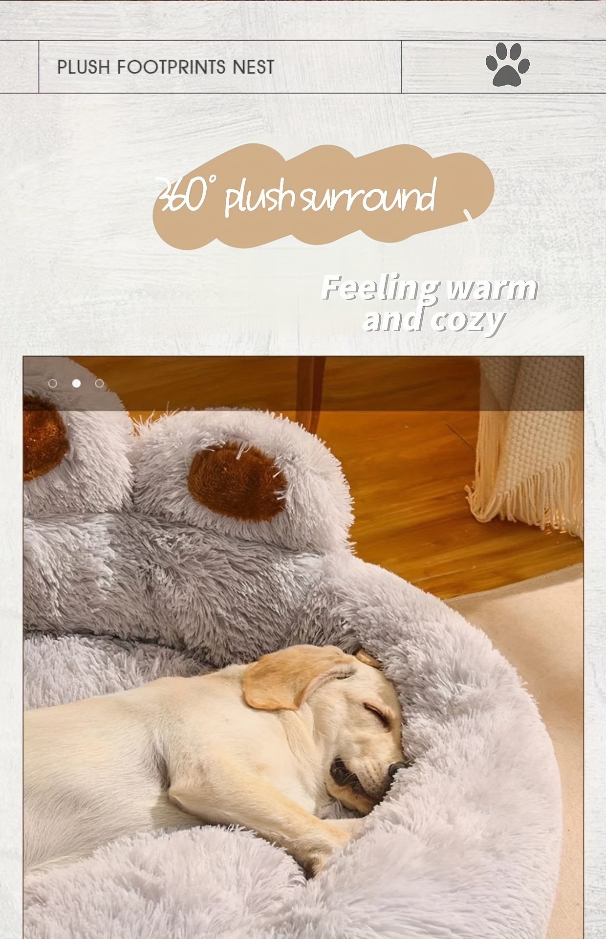   paw shaped pet bed dog nest long plush soft dog sleeping bed cushion sofa Product details 5
